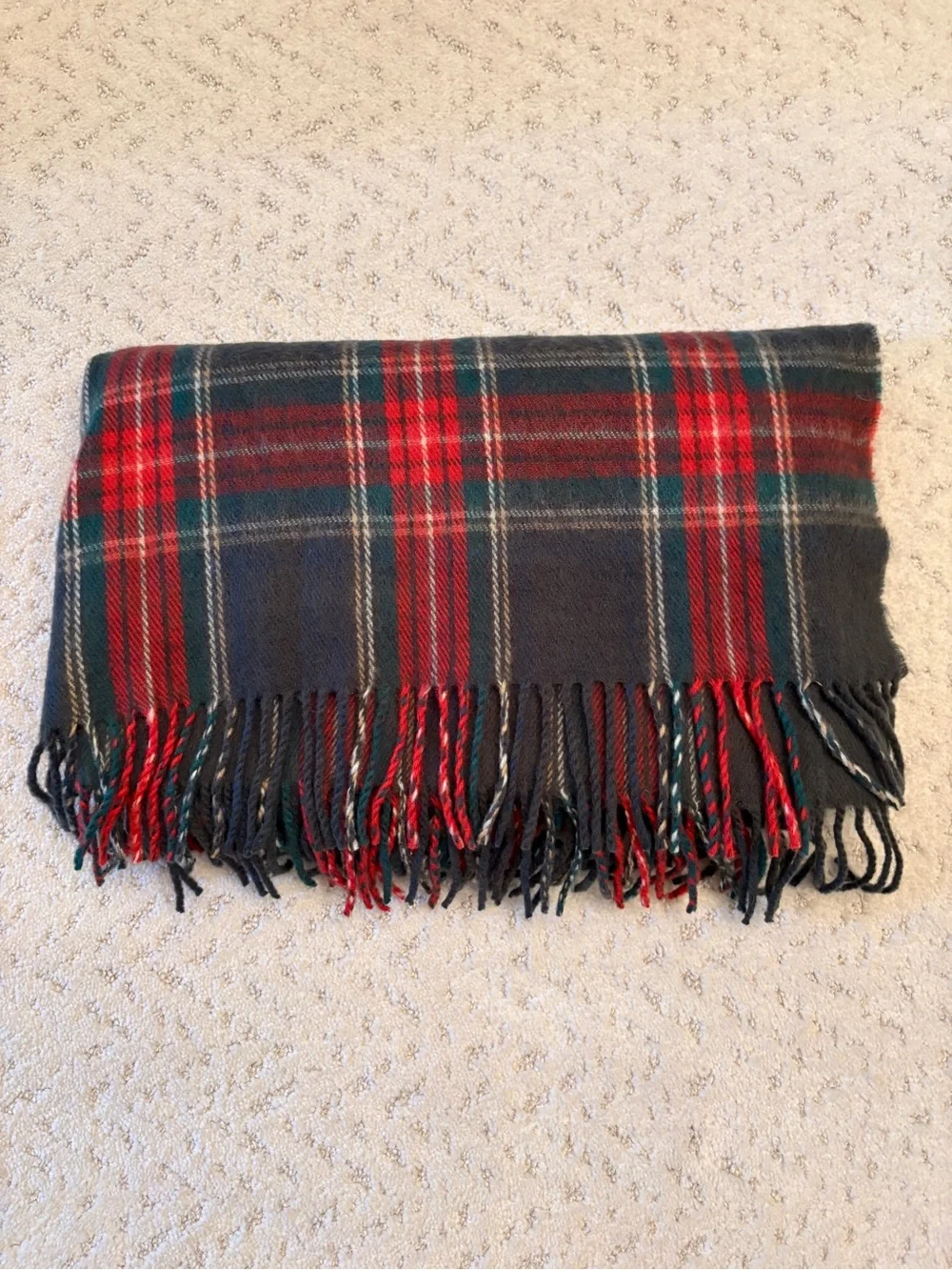 Blanket Scarf Shawl Forest Green Red Plaid Tartan Soft Cozy Cashmere Feel Fringe
